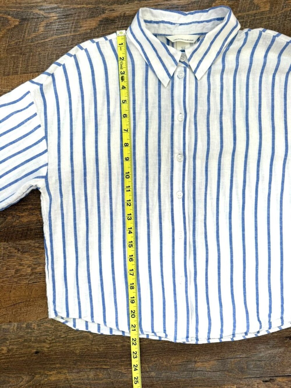 H&M Linen Blend Striped Button-Up Collared Shirt Women's XS - Picture 7 of 10